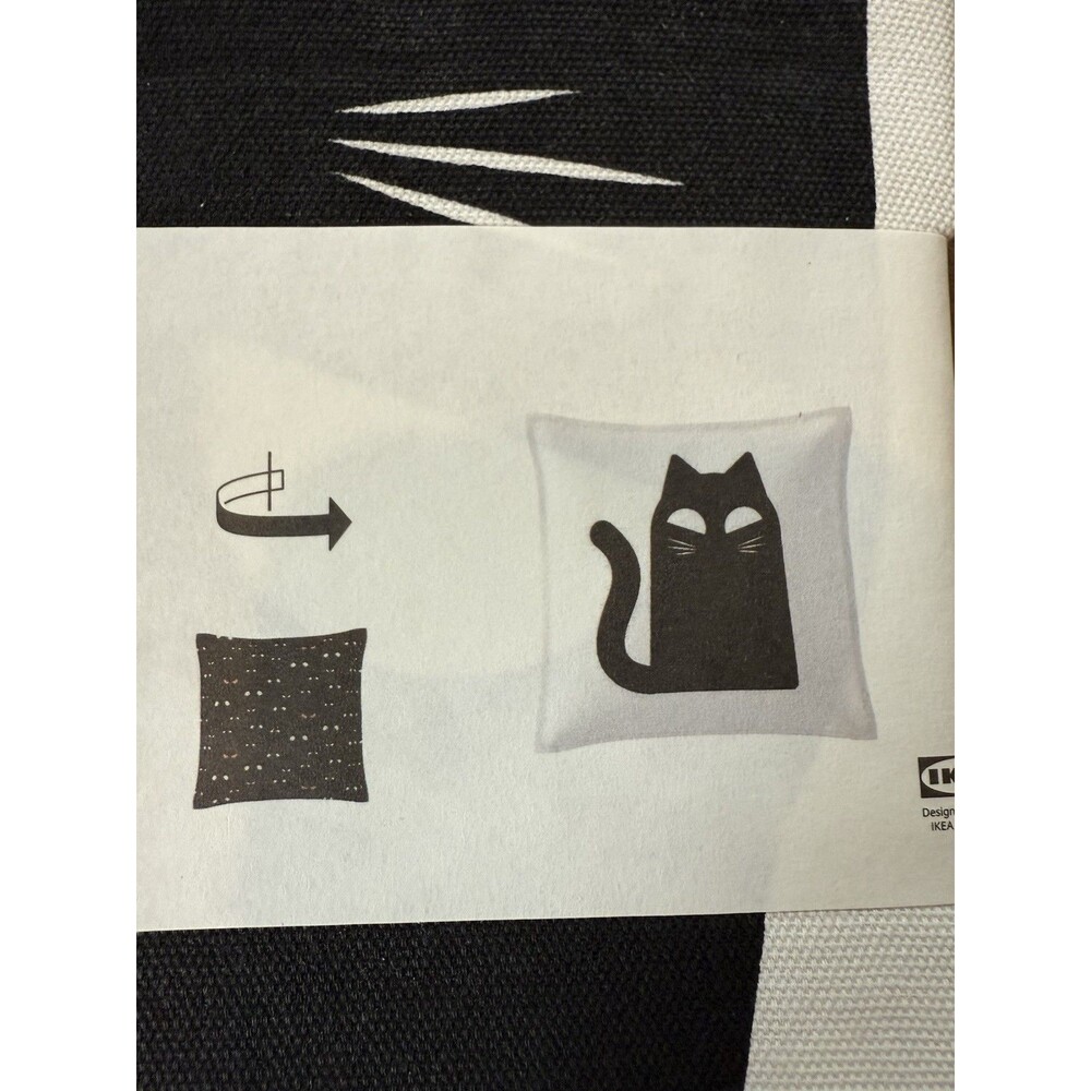 Ikea Cushion Cover Cats 20x20" Black White NEW 2025 Cotton Cat Fast Ship Pounce! - Picture 8 of 9